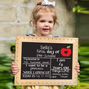 First Day of School Sign, 1st Day of School, First and Last Day, Back to School Chalkboard, 1st Day of Kindergarten, Preschool, Reusable image 7