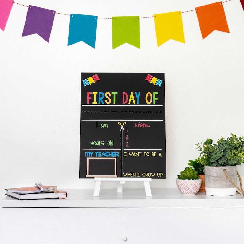 First Day of School Sign, First Day of Kindergarten Sign, 1st Day of Preschool, Back to School Chalkboard, Reusable School Sign, Last Day image 9