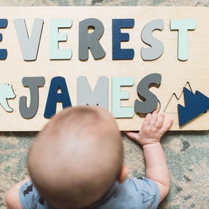 Wooden Name Puzzle, Baby Gift For Easter, First Birthday Gift, Educational Toy, Personalized Gift for Kids, Wood Toy, Woodland Nursey 画像 3