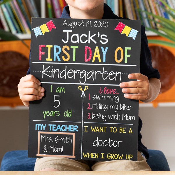 First Day of School Sign, Reusable Chalkboard Sign, Homeschool Sign, Preschool, Personalized Gift for Kids