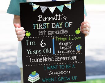 First Day of School Sign, Back to School Chalkboard, Preschool, Kindergarten School Sign, Reusable Chalkboard, Last Day Sign, Photo Prop