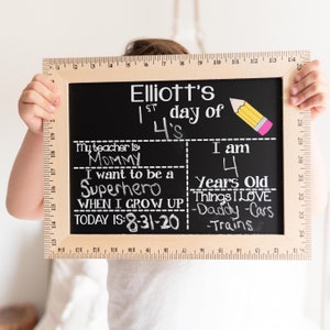 First Day of School Sign, 1st Day of School, First and Last Day, Back to School Chalkboard, 1st Day of Kindergarten, Preschool, Reusable Pencil
