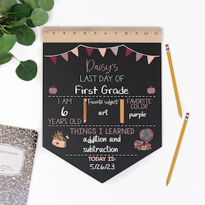 First Day of School Sign, Back to School Chalkboard, Reusable 1st Day Board, Last Day, Kindergarten, First Grade, Preschool, Ruler, BloomOwl 画像 8