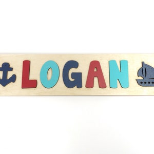 Nautical Puzzle with Boat and Anchor, Easter Gift For Kids, Toddler Name Puzzle, Wooden Toys, Personalized Gift for Boy, Name Puzzle Baby