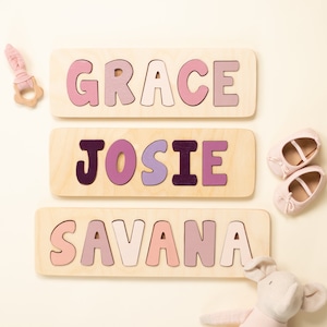 Wooden Name Puzzle, Valentine&#39;s Day Gift, Easter Gift, Personalized Gift for Girls, New Baby Gift, First Birthday, Custom Name Puzzle