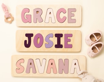 Wooden Name Puzzle, Valentine's Day Gift, Easter Gift, Personalized Gift for Girls, New Baby Gift, First Birthday, Custom Name Puzzle