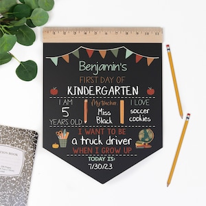 First Day of School Sign, Back to School Chalkboard, Reusable 1st Day Board, Last Day, Kindergarten, First Grade, Preschool, Ruler, BloomOwl 画像 10