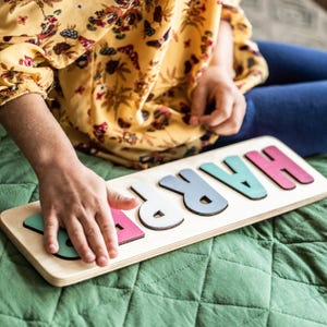 Casse-tête prénom en bois, Cadeau de la Saint-Valentin, Cadeaux de Pâques, Casse-tête personnalisé pour fille, Jouets éducatifs, Petite fille, Cadeau d'anniversaire image 9