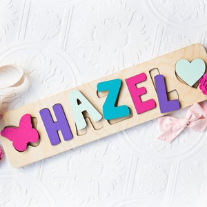 Name Puzzle, Easter Gifts for Kids, Name Puzzle with Shapes, Personalized Gift, Name Puzzle Baby, Wooden Toy, First Birthday Gift