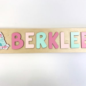 Personalized Name Puzzle with Teepee, Valentine&#39;s Day Gift, Easter Gifts, Custom Name Puzzle, Name Puzzle Baby, First Birthday Gift