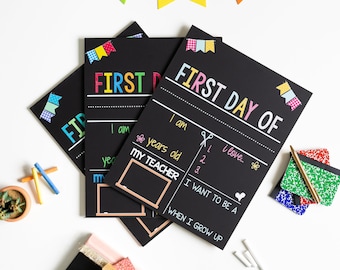 First Day of School Sign, First Day of Kindergarten Sign, 1st Day of Preschool, Back to School Chalkboard, Reusable, First and Last Day Sign