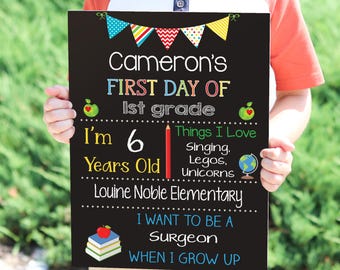 First Day of School Sign, Back to School Chalkboard, Preschool, Kindergarten School Sign, Reusable Chalkboard, Last Day Sign, Photo Prop