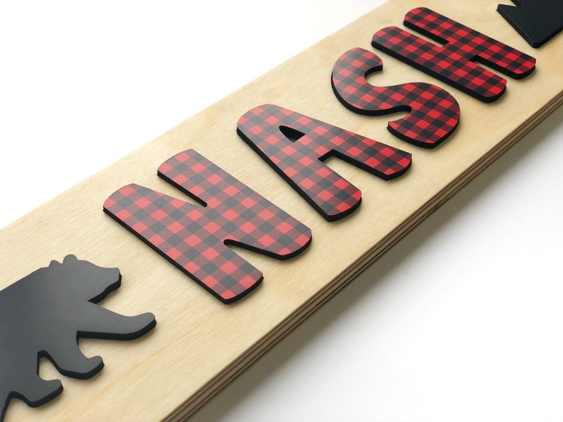 Buffalo Plaid Name Puzzle, Easter Gifts for Kids, Lumberjack First Birthday, Personalized Wooden Puzzle, Gifts for Kids, Woodland Nursery image 4