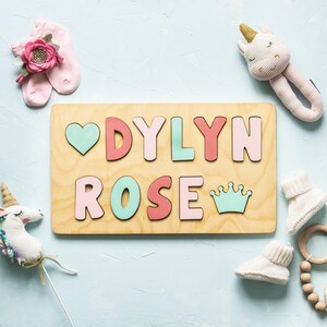 Wooden Name Puzzle, Baby Gift For Easter, First Birthday Gift, Educational Toy, Personalized Gift for Kids, Wood Toy, Woodland Nursey 画像 5