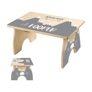 Woodland Step Stool for Kids, Toddler Step Stool, Easter Gift for Kids, Personalized Wooden Stool, Bear Mountain Kids Furniture, Bathroom