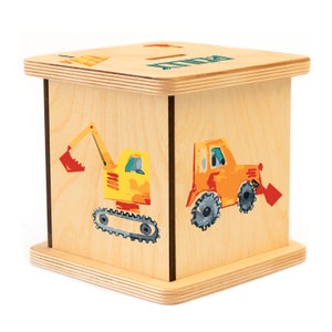 Construction Piggy Bank, Custom Coin Bank, Birthday Gift For Boy, Wooden Toys, Personalized Money Box, Construction Birthday, Easter Gift