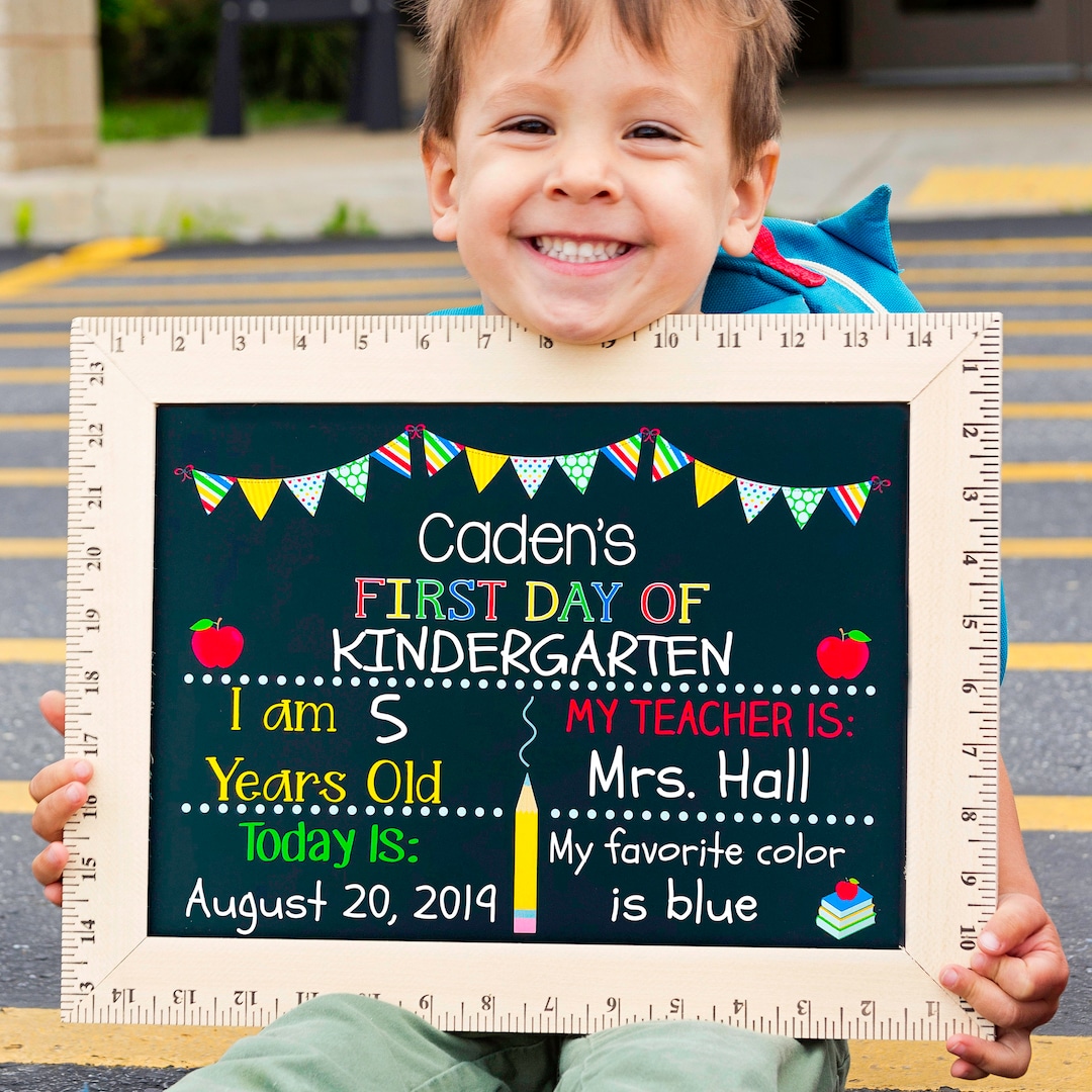 First Day of School Chalkboard, Reusable First Day of School Sign With Ruler Frame, Photo Prop ...