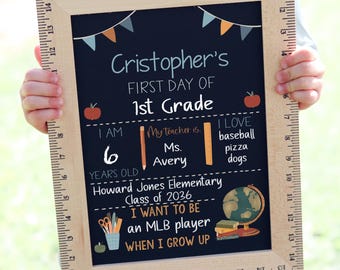 First Day of School Sign, First Day of Kindergarten Sign, 1st Day of Preschool, Back to School Chalkboard, Reusable sign, First and Last Day