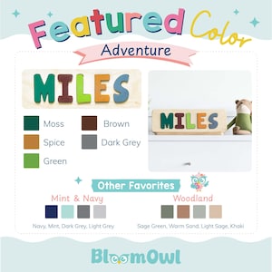 The image is a colorful advertisement for a toy called "Miles" that features a variety of colors and a wooden sign.