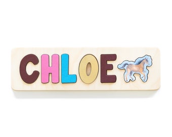 Horse Name Puzzle, Valentine's Day Gift, Easter Gifts, Toddler Girl Gift, Personalized Gifts, Horse Birthday Party, Toddler Name Puzzle