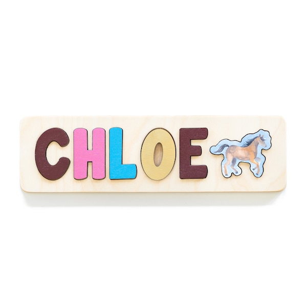 Horse Name Puzzle, Valentine's Day Gift, Easter Gifts, Toddler Girl Gift, Personalized Gifts, Horse Birthday Party, Toddler Name Puzzle