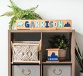 Wooden Name Puzzle with Bear and Mountain, Valentine's Day Gift for Kids, Personalized Gift for Boy, Wooden Toys, Baby Name Puzzle