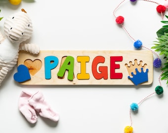 Kids Name Puzzle, Easter Gifts, Wooden Name Puzzle for Toddlers, Gift for Kids, First Birthday Gift, New Baby Gift, Personalized Puzzle