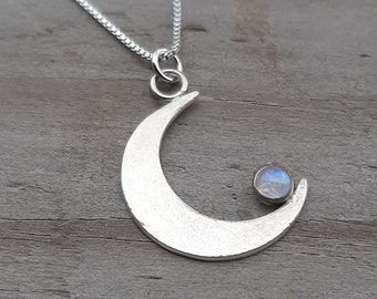 Crescent Moon Goddess Necklace with Moonstone | Witch Goddess Jewelry | Witch Necklace | Wiccan Pagan Goddess Jewelry | Gift for Witch