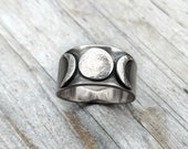 Triple Moon Goddess Ring Witch Jewelry Witch Ring Pagan Wiccan Goddess jewelry Oxidized Silver Moon Phase Ring Crescent Moon Ring