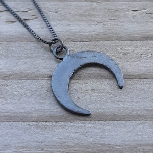 Lunula Dark Crescent Moon Goddess Necklace | Witch Jewelry | Witch Goddess Necklace | Wiccan Pagan Goddess Jewelry | Gift for Witch