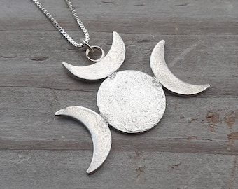 Drievoudige maangodin en gehoornde god hanger ketting | Heksen, wiccan en heidense godin en godsieraden | Cadeau voor heks