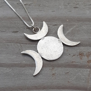 Triple Moon Goddess and Horned God Pendant | Witch Jewelry | Witch Necklace | Wiccan Pagan Goddess and God Jewelry | Gift for Witch