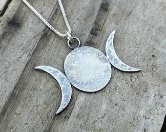 Triple Moon Goddess Necklace | Witch Jewelry | Witch Necklace | Wiccan Pagan Goddess Jewelry | Triple Goddess Necklace | Gift for Witch