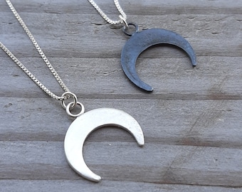Lunula Dark & Light Crescent Moon Goddess Necklace | Witch Jewelry | Witch Goddess Necklace | Wiccan Pagan Goddess Jewelry | Gift for Witch