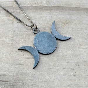 Dark Triple Moon Goddess Necklace | Witch Jewelry | Witch Necklace | Wiccan Pagan Goddess Jewelry | Triple Goddess Necklace | Gift for Witch