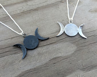 Dark & Light Triple Moon Goddess Necklace | Witch, Wiccan, and Pagan Goddess Jewelry | Gift for Witch