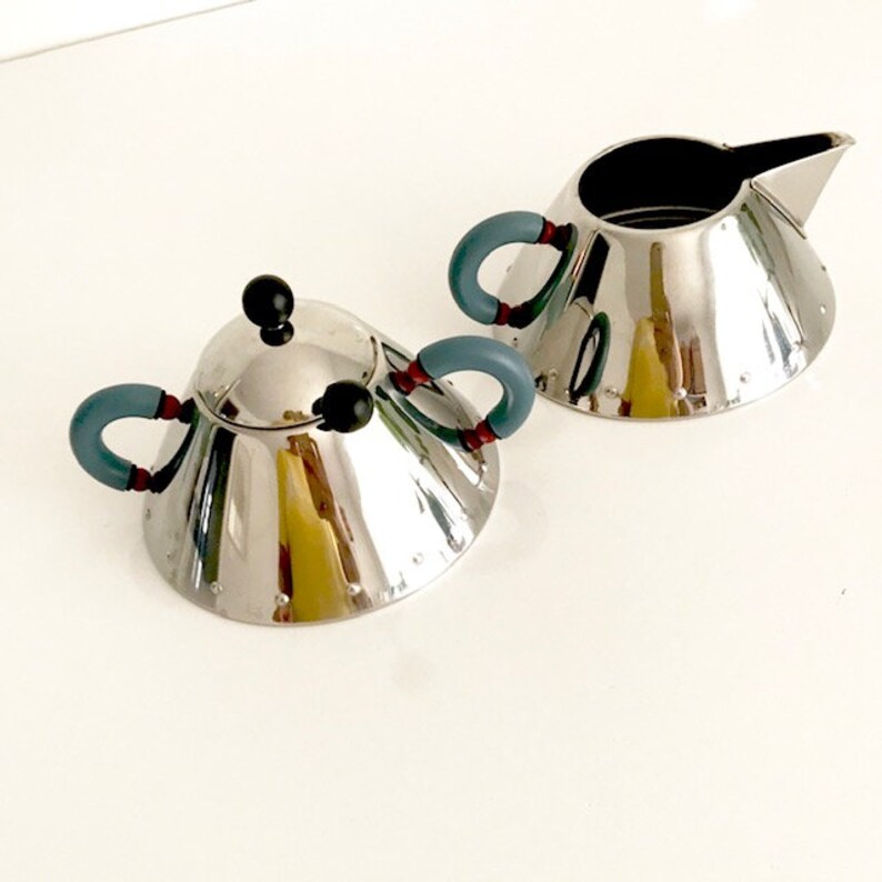 Vintage Alessi Creamer Sugar Bowl Set Michael Graves Series Etsy