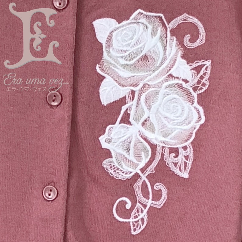Embroidered long sleeve light cardigan Rose Pink