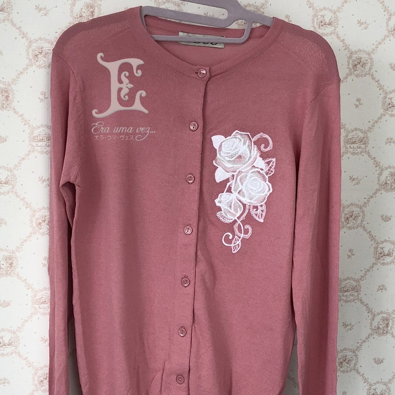 Embroidered long sleeve light cardigan Rose Pink