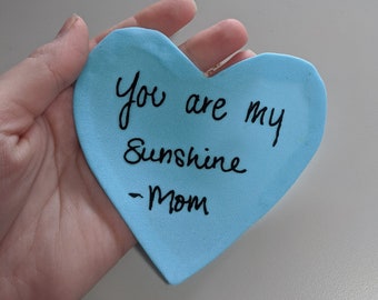 Mom's Handwriting Something Blue Heart, Wedding Dress Patch, Bridal Shower Gift, Wedding Keepsake, Unique Wedding, Handwritten Note