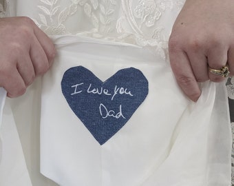 Custom Handwriting Something Blue Heart, Wedding Dress Patch, Wedding Keepsake, Handwritten Note Patch, Bridal Shower Gift, Handmade Gift