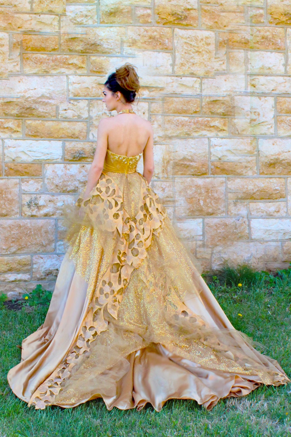 green emerald velvet dress Plus Size Gold Maxi Evening Dress Mermaid Wedding Party Night Elegant Gown Gold / L main image 1