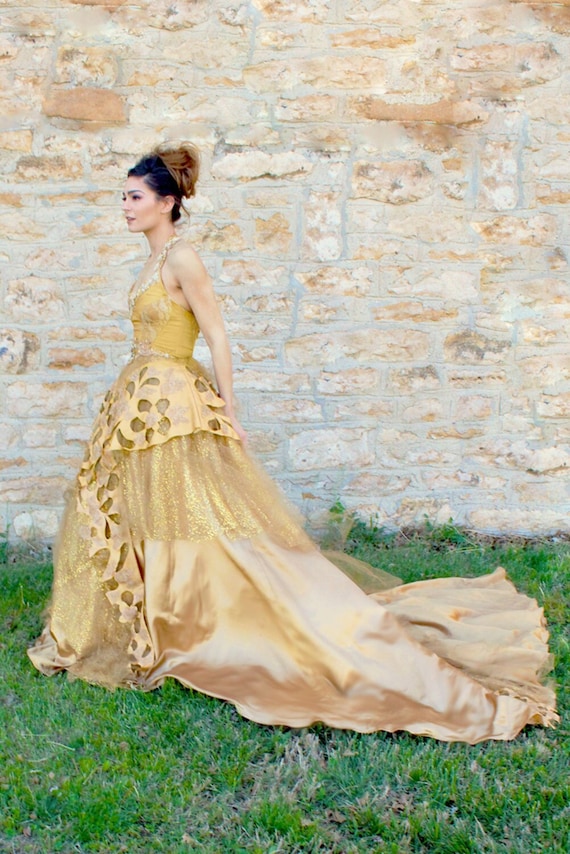 slim fit dress slacks Yellow Wedding Wear Heavy Sequence Work Gown with Dupatta main image 0