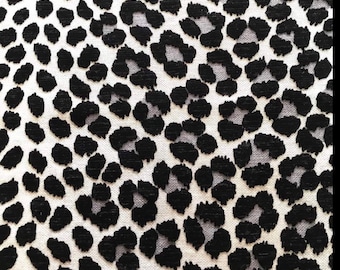 Fine Cut Velvet Black White Gray Cheetah Jacquard Upholstery Fabric Sold By The Yard