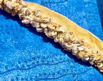 Looped Ribbon Lip Cording: White, Gold & Taupe Upholstery Trim (1/2 inch)