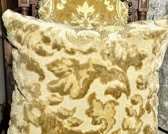 Unique Italian Cut Velvet 18” Pillow Shams handmade from vintage textile collection