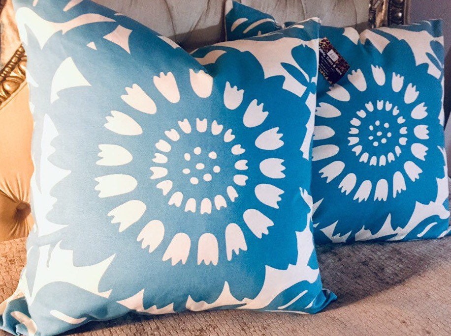 Large Bold Floral Pillow Covers 30 Indoor Outdoor Fabric Etsy