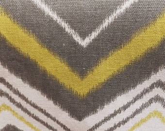 Gray and Yellow Designer Chevron Upholstery Fabric by the yard Mid Century Modern