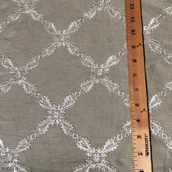 Linen embroidered fabric very fine linen for home decor or apparel Exquisite Design