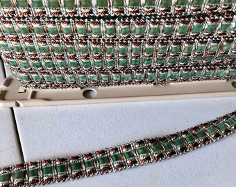 3/4 “ velvet trim gimp light blue and brown for embellishing pillows, lamps or draperies